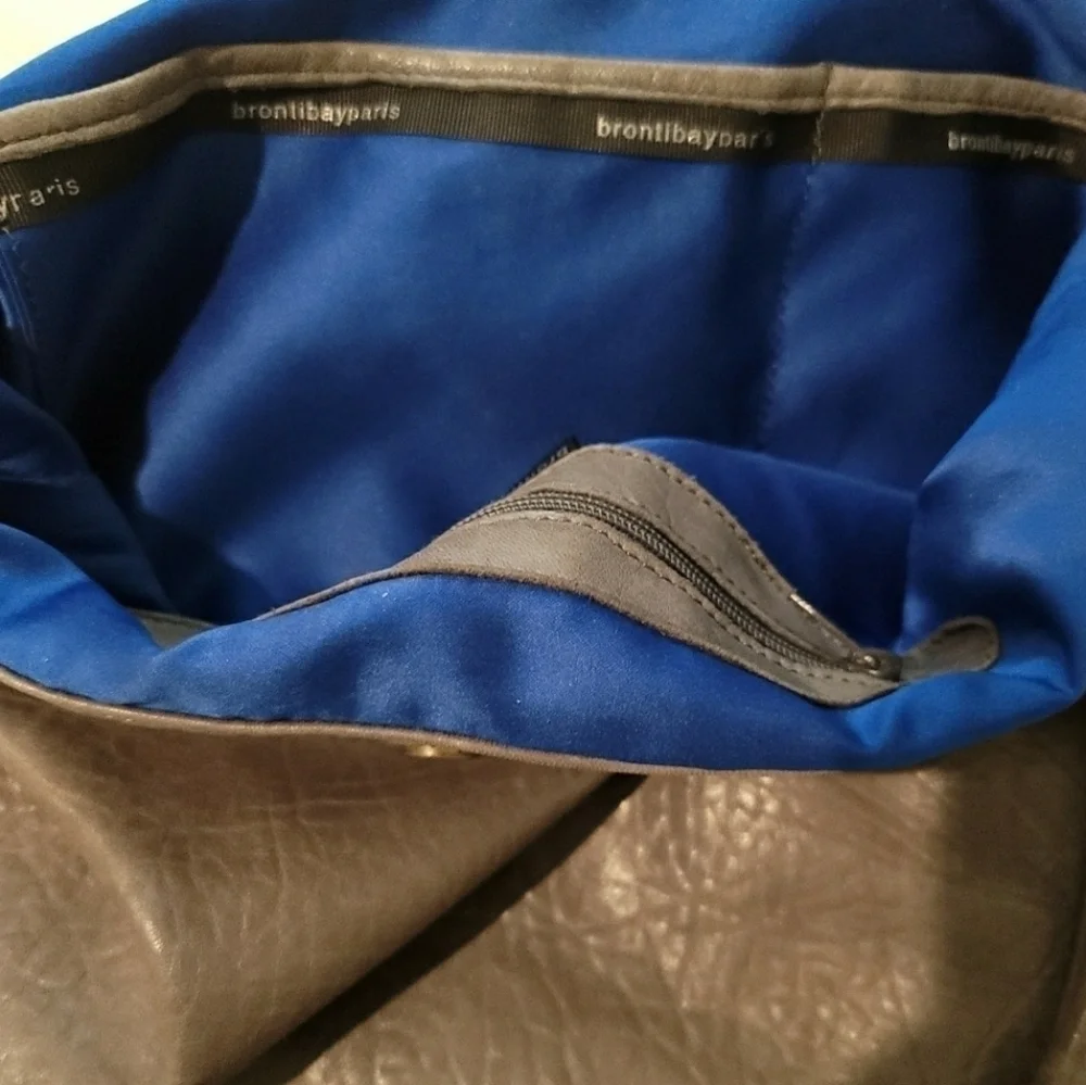 Brontibay Paris Gray Leather Hobo Bag